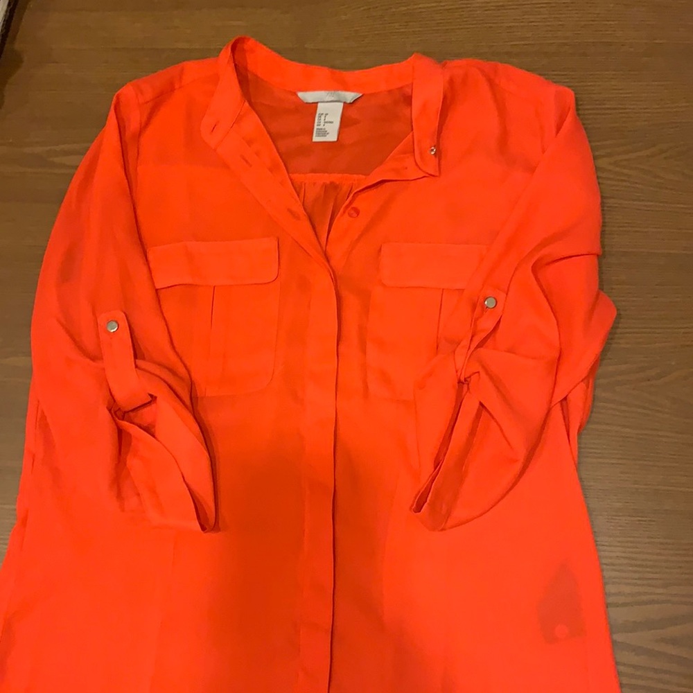 Orange Button Up Blouse